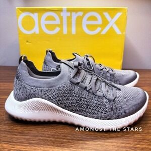 Aetrex Carly Womens Sneakers Grey Lace Up Athleisure Shoes Size 9/9.5 / #S2611